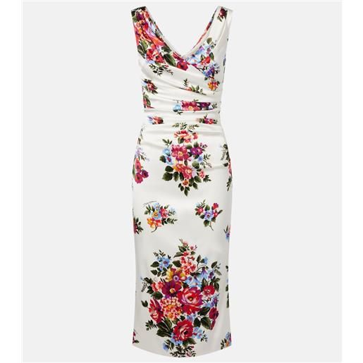 Dolce&Gabbana abito midi in raso con stampa floreale