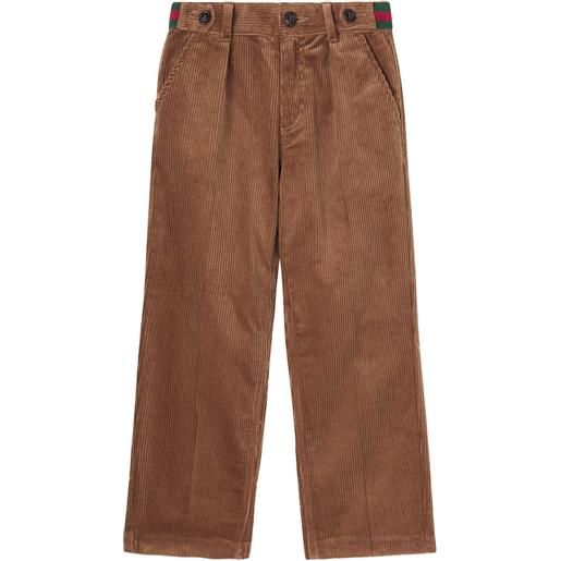 Gucci Kids pantaloni in velluto a coste di cotone webstripe