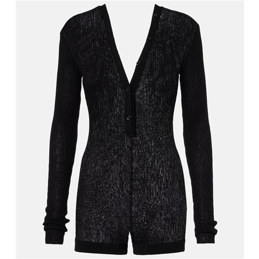 Mugler jumpsuit corta in cotone a coste