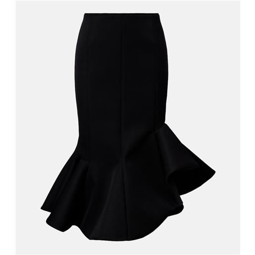 Mugler gonna midi asimmetrica in misto lana con volant