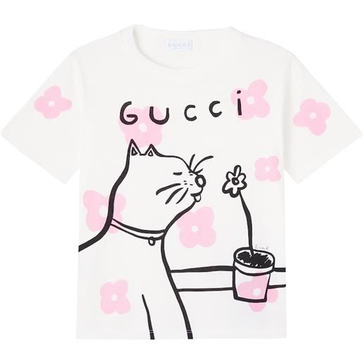 Gucci Kids x euan roberts - t-shirt in jersey di cotone con stampa