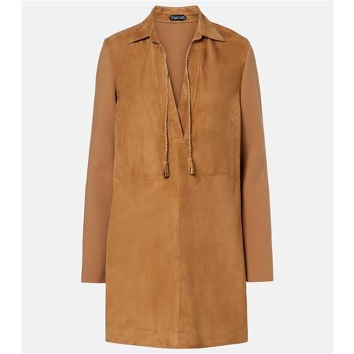 Tom Ford miniabito in misto lana e suede