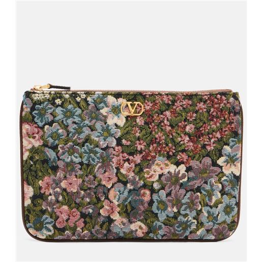 Valentino Garavani bustina vlogo in jacquard con stampa floreale