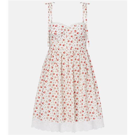 Dolce&Gabbana miniabito in popeline di misto cotone con pizzo a fiori