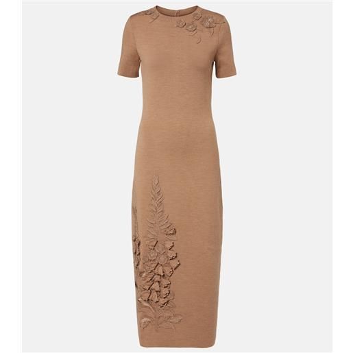Oscar de la Renta abito midi foxgloves in misto lana