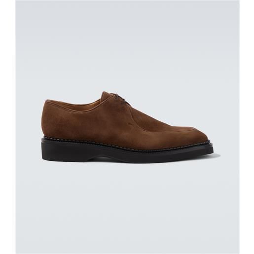 Scarpe uomo stringata elegante derby liscio vera pelle marrone made in