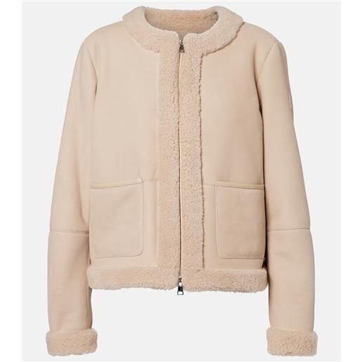 Moncler piumino buis in suede con shearling
