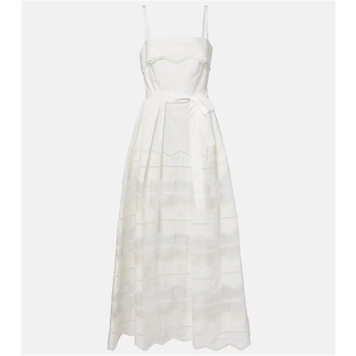 Elie Saab abito lungo in cotone con cintura e organza