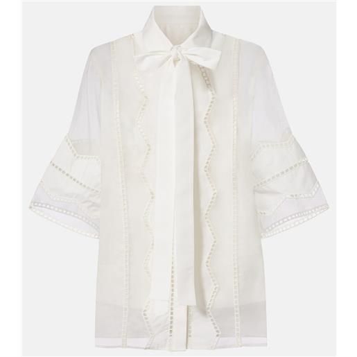 Elie Saab blusa in misto cotone e seta con fiocco