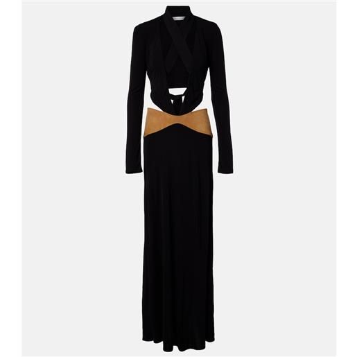 Christopher Esber abito lungo contour in jersey con suede