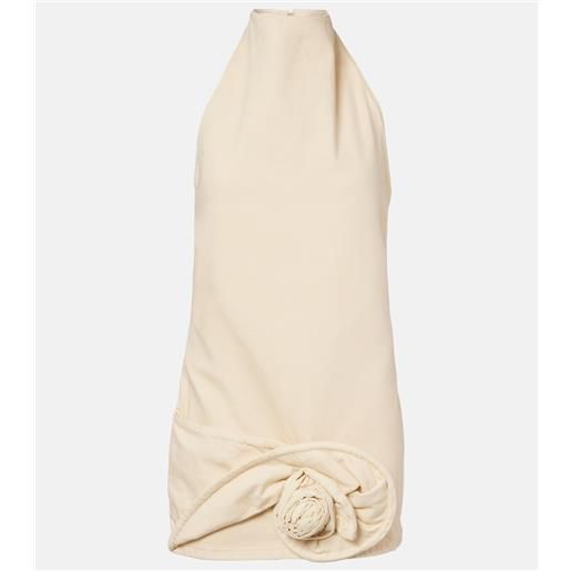 Magda Butrym abito corto in denim con applicazioni floreali