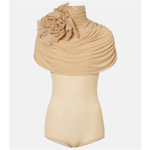 Magda Butrym body in jersey con applicazioni floreali