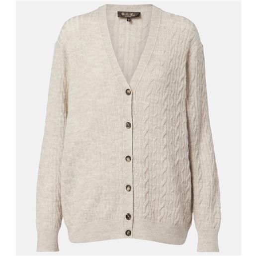 Loro Piana cardigan walnut in lana, cashmere e seta