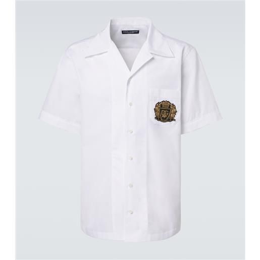 Dolce&Gabbana camicia bowling in popeline di cotone con logo