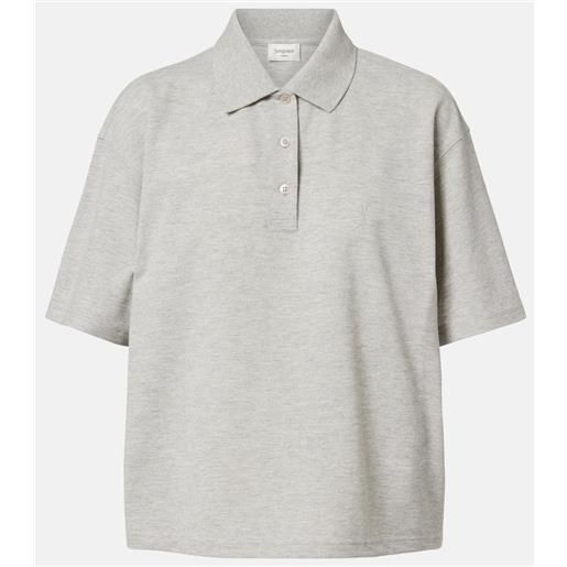 Saint Laurent polo cassandre in piquã© di misto cotone