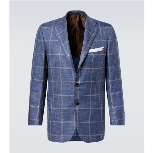 Kiton blazer in cashmere, lana, seta e lino a quadri
