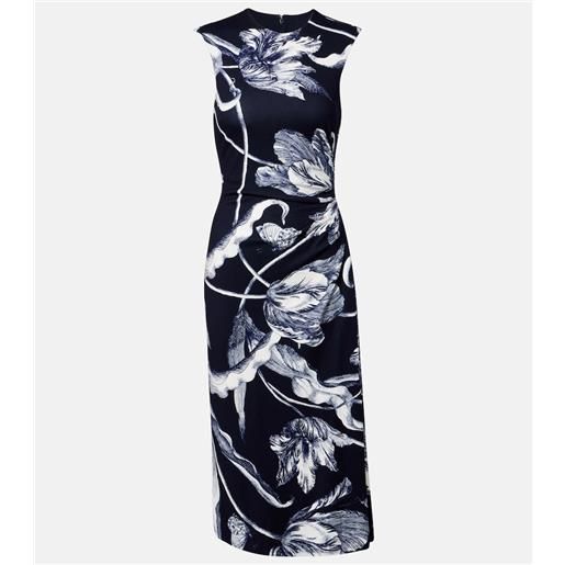 Erdem abito midi in jersey con stampa floreale