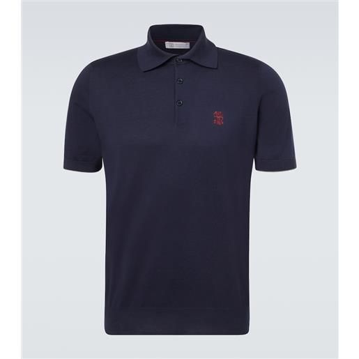 Brunello Cucinelli polo in maglia di cotone con ricamo