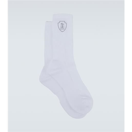 Brunello Cucinelli calzini in misto cotone a coste con logo