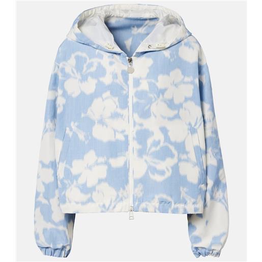 Moncler giacca noisetier con cappuccio e stampa floreale