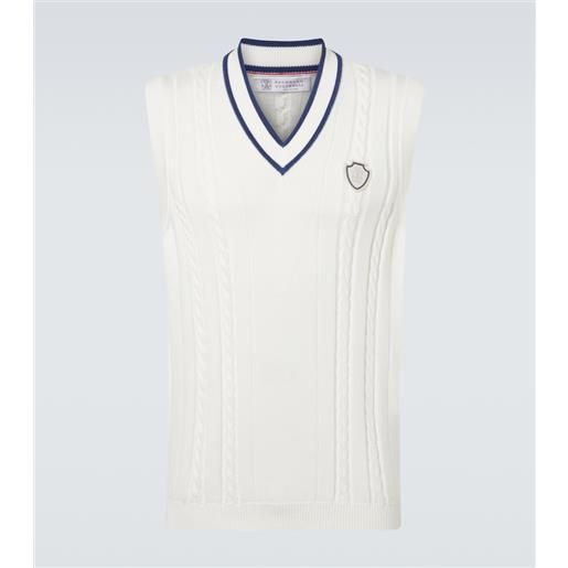 Brunello Cucinelli gilet in cotone a trecce con ricamo