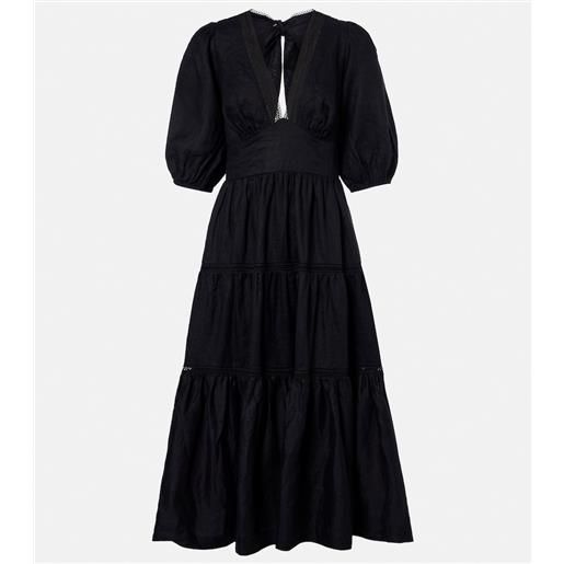 Heidi Klein abito midi meteora in lino con pizzo