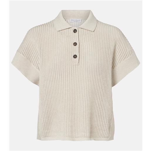 Brunello Cucinelli polo in misto cotone lamã©