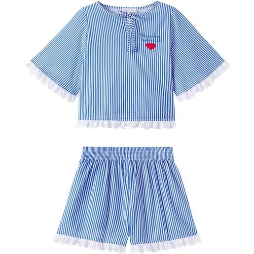 Monnalisa top e shorts in mussola di cotone a righe