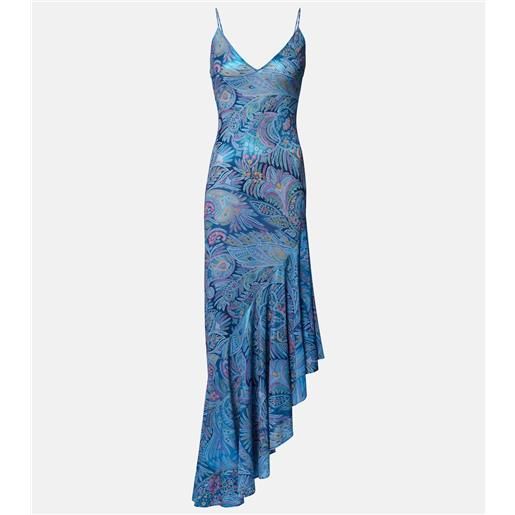 Etro abito asimmetrico con volant e stampa paisley