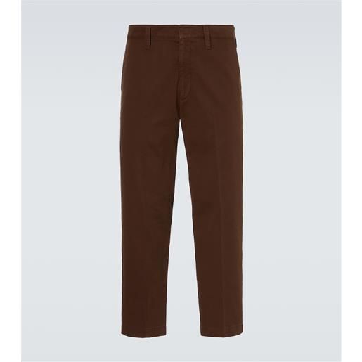 Prada pantaloni slim cropped in gabardine di cotone