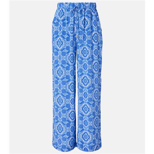 Heidi Klein pantaloni mykonos a gamba larga in seta con stampa