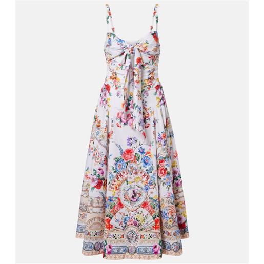 Camilla abito midi in misto cotone con stampa floreale