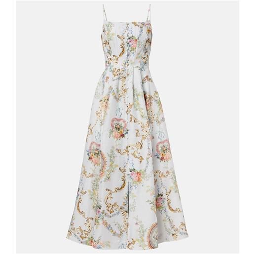 Camilla abito bustier in lino e seta con stampa