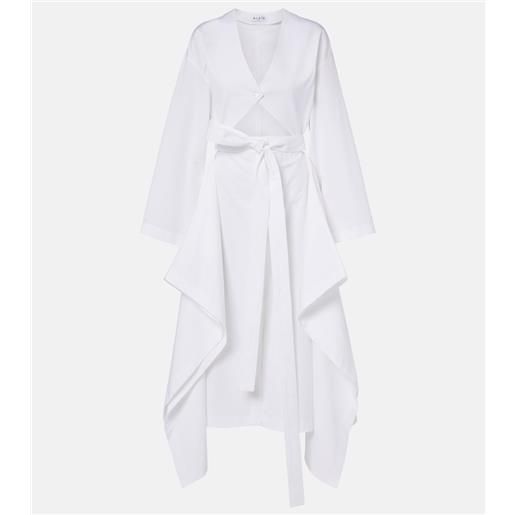 Alaia alaã¯a abito midi in popeline di cotone con cut-out