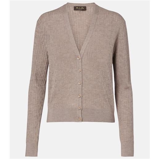 Loro Piana cardigan in cashmere e seta a coste
