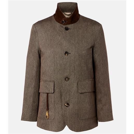 Loro Piana giacca in lino con suede