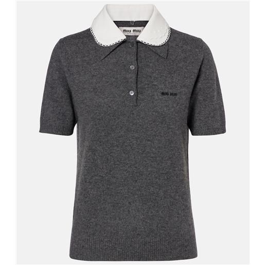 Miu Miu polo in cashmere con logo