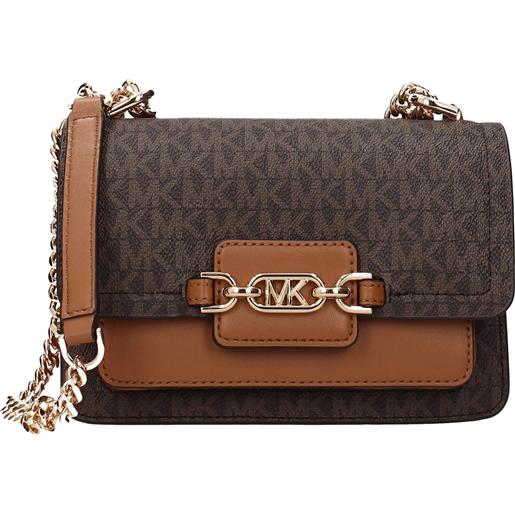 Michael Kors borse a spalla heather xs donna tessuto marrone/acorn oro