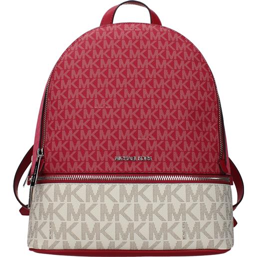 Michael Kors zaini e marsupi rhea donna tessuto beige/lampone scuro argento
