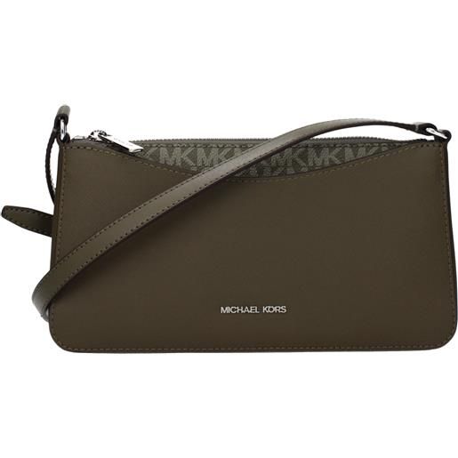 Michael Kors borse a tracolla arden donna tessuto verde/oliva argento