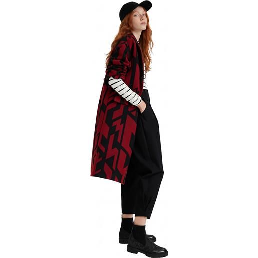 Desigual, cappotto dritto oversize geometrico, outlet, nero, l