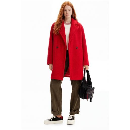 Desigual, cappotto doppiopetto bouclé, outlet, poliestere, rosso, l