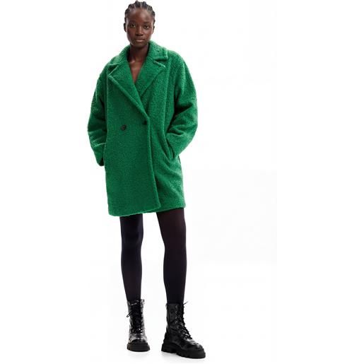 Desigual, cappotto doppiopetto bouclé, outlet, poliestere, verde, l
