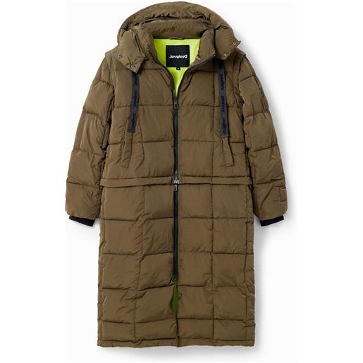 Desigual, cappotto imbottito staccabile, poliammide, verde, s