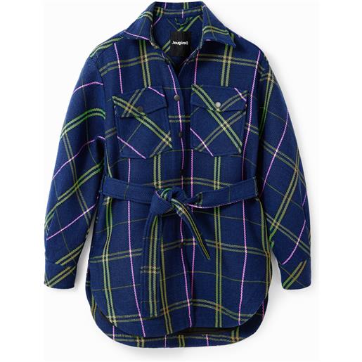 Desigual, giacca overshirt quadri, blu, l