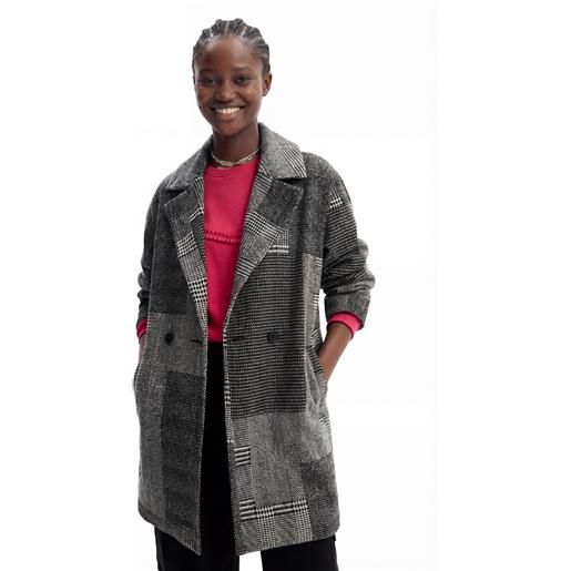 Desigual, cappotto patch sartoriale lana, outlet, nero, l