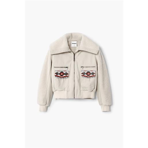 Desigual, giacca trucker, cotone, bianco, l