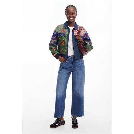Desigual, giacca patchwork in denim, blu, s