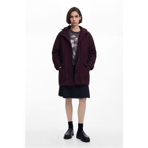 Desigual, giacca lunga con toppe, cotone, rosso, l
