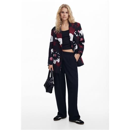 Desigual, cappotto floreale m. Christian lacroix, rosso, l